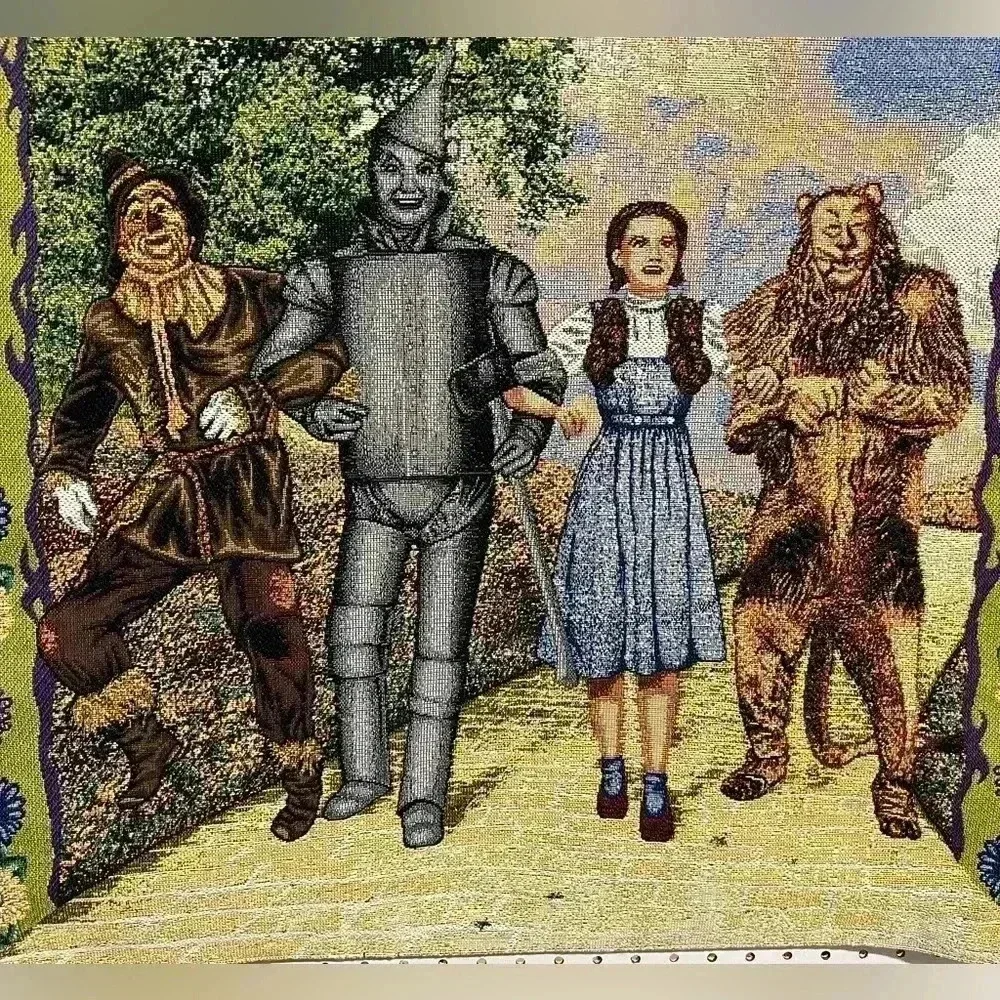 Vintage Wizard Of Oz Woven Tapestry Wall Decor Sz 27”x27”